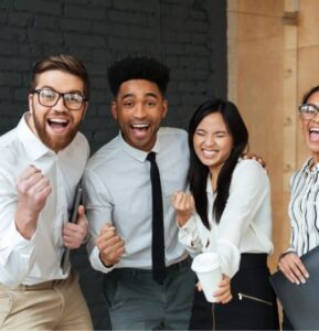 Business people getting finally approved for a business loan with bad credit