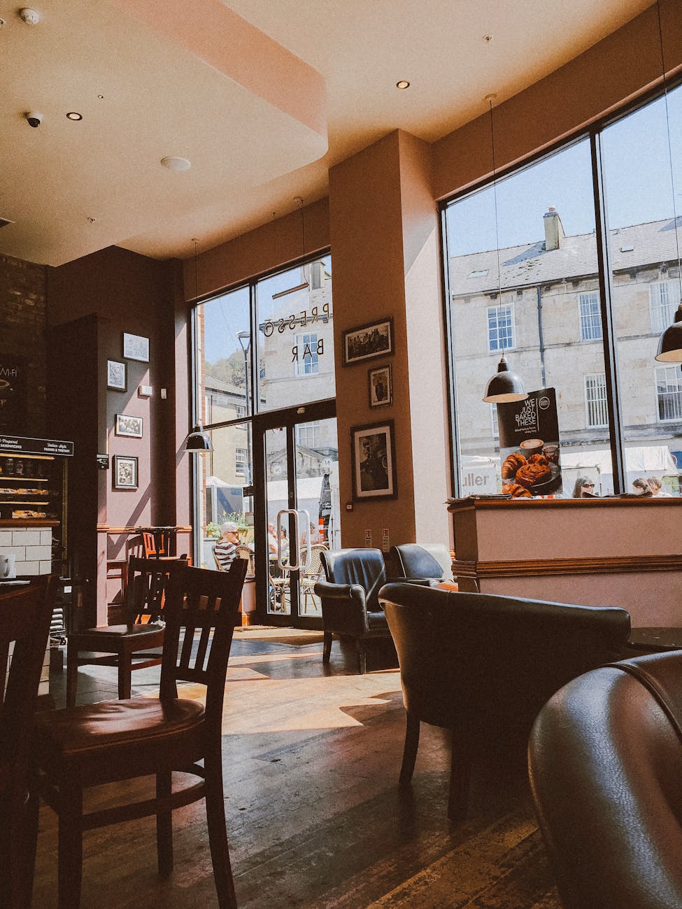 leather chairs in restaurant